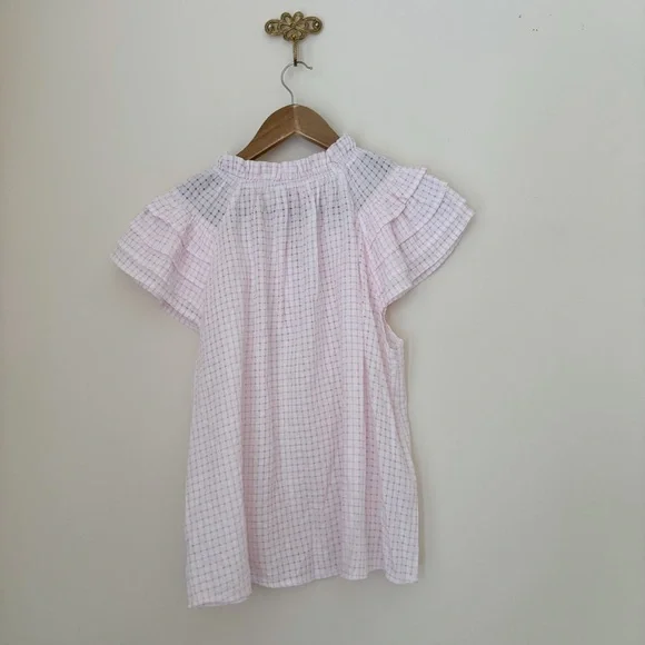 Meet Me in Santorini Pink Smocked Check Top Medium - Picture 4 of 7